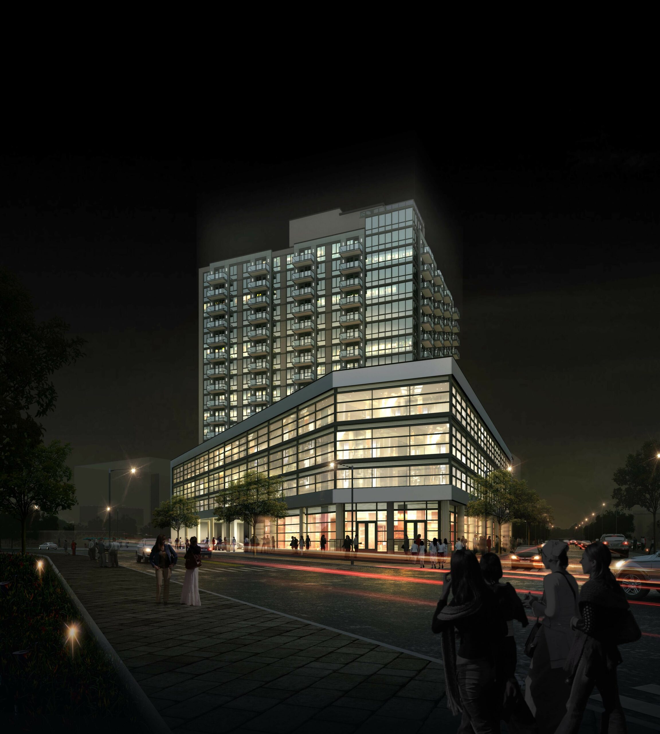 88-08 Rendering_Night View (1) Justice Ave Tower Night View